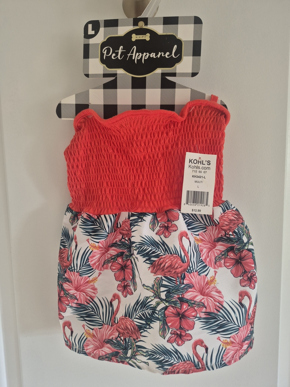 Pet Apparel Tropical Flamingo Dog Dress - Coral Pink